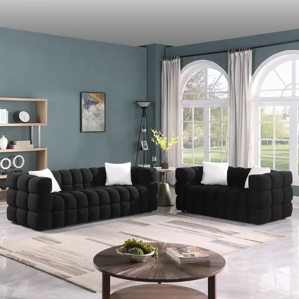 

2 Pcs Sectional Sofa 2+3 Cloud Couch with Extra Deep Seats,5 Seater Sofa,4 Pillows Decor Furniture,Tufted Couch for Living Room