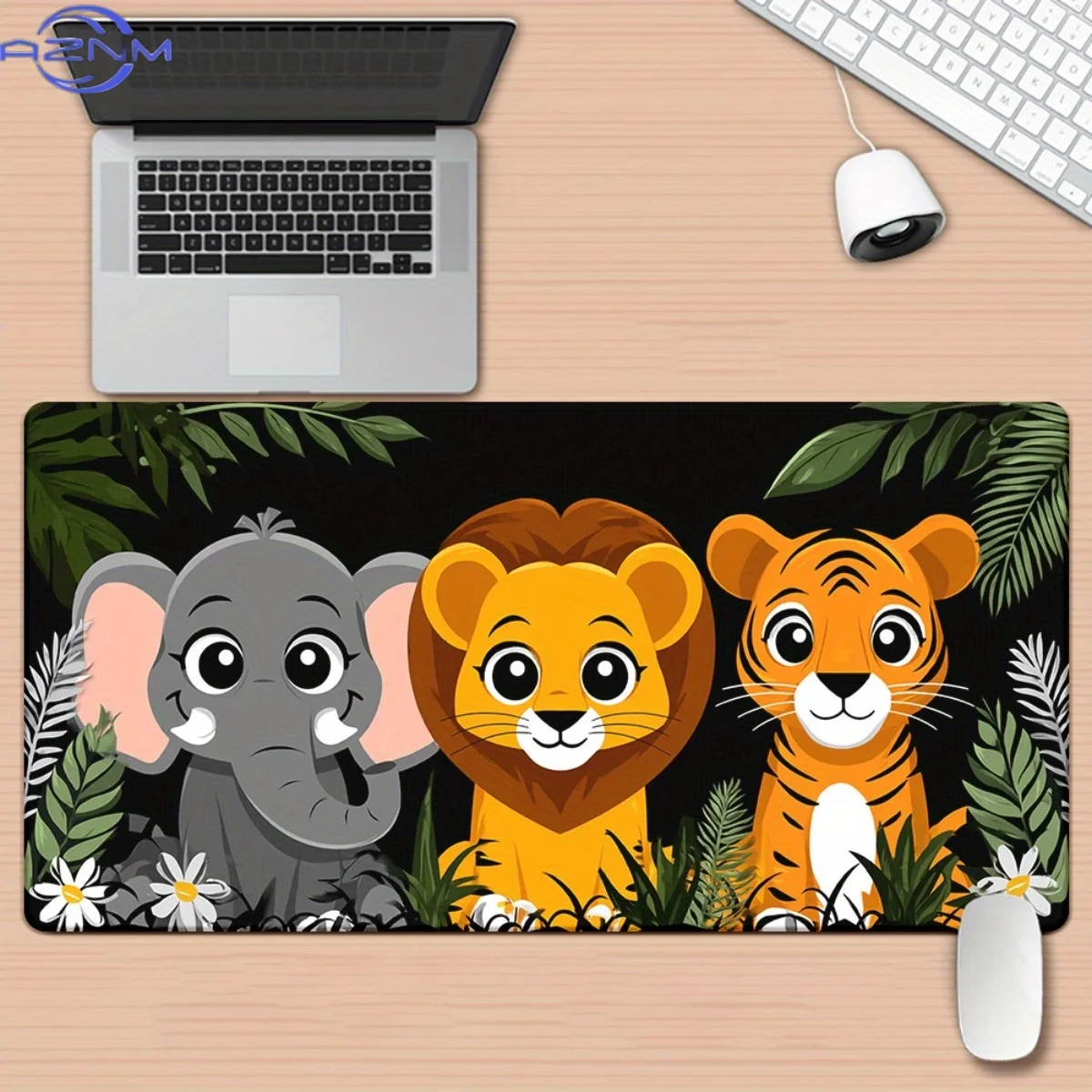 1pc Jungle Animals Group Pattern HD Printed Pad for Desk, Multi Functional XXL Mousepad, Keyboard Gaming Mouse Mats, Office Comp