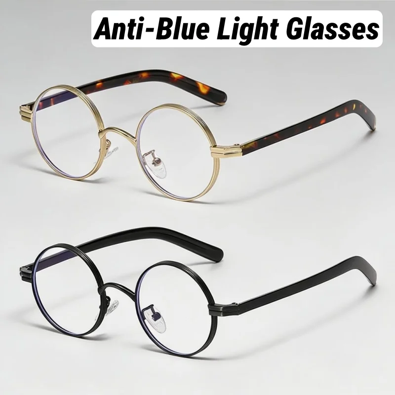 

Женские простые очки в маленькой оправе INS, модные металлические очки в круглой оправе в стиле панк, популярные очки с защитой от синего света, мужские очки