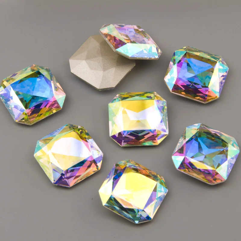 4675 K9 Crystal 23x23mm Square Octagon Rhinestones Glass Stones Glitter Strass Rhinestones Loose Stones for Garment Jewelry