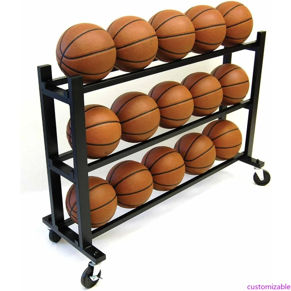 

Trigon Sports Lockable Basketball Storage Cart - Indoor/Outdoor Rolling Exercise Ball Cart Holder