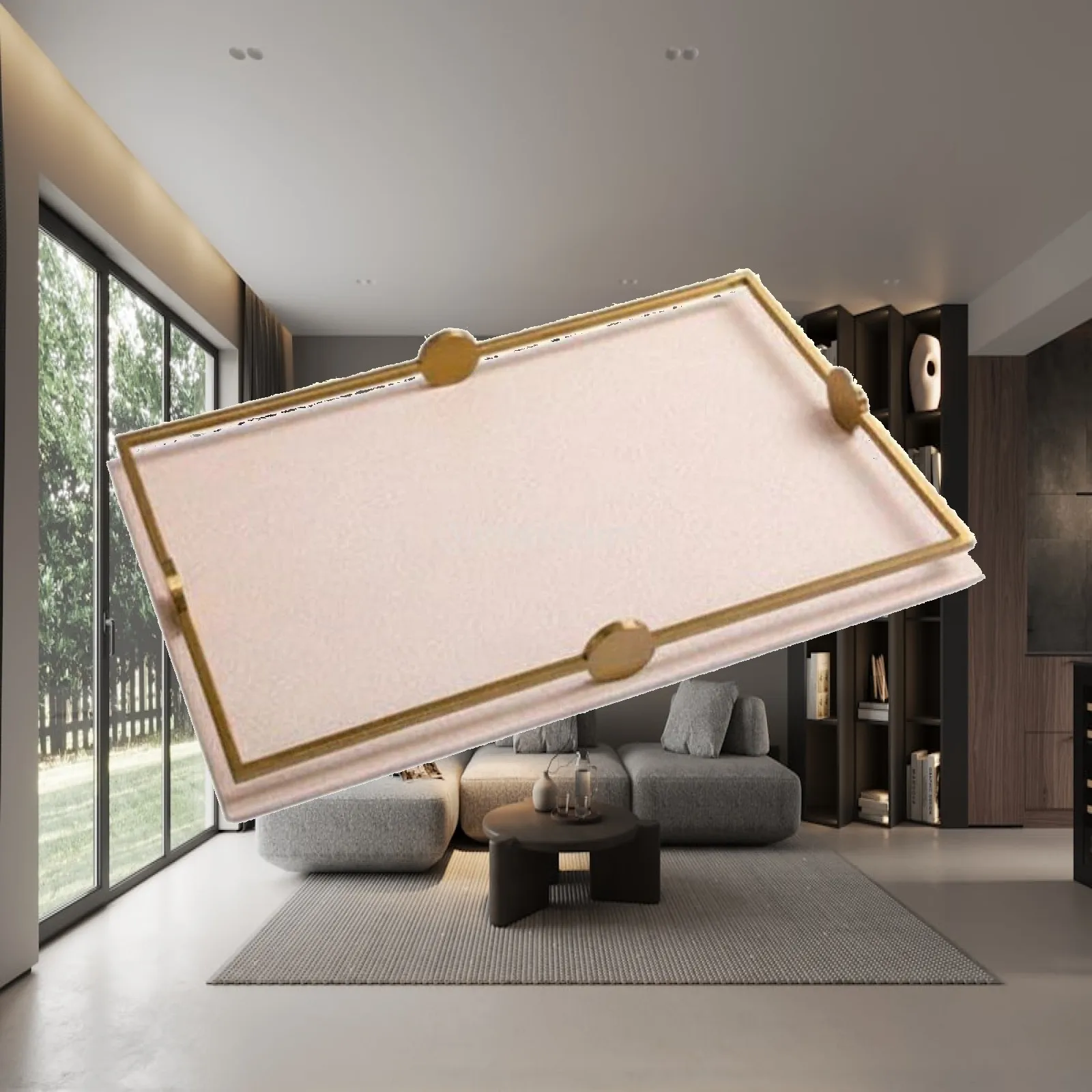 Sophisticated Metal Frame Leather Decorative Tray Versatile Serving Platter for Luxury Room Decoration and Tableware