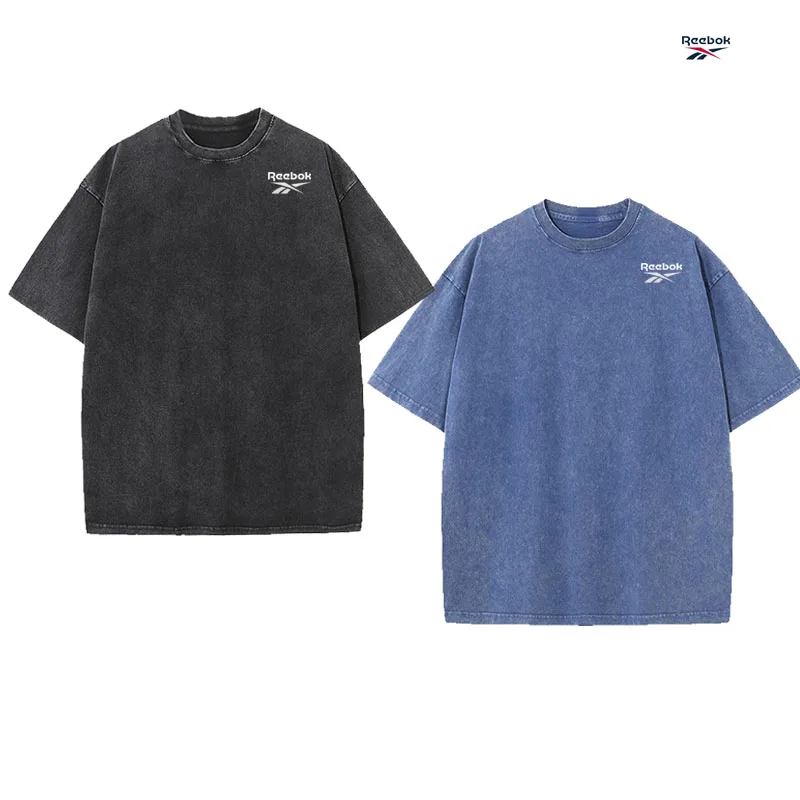 Reebok Brand Retro Round-Neck Short-Sleeve Sporty Fashion T-Shirt, 2-Piece Set, Available in Various Colors. Versatile Unisex De view 4