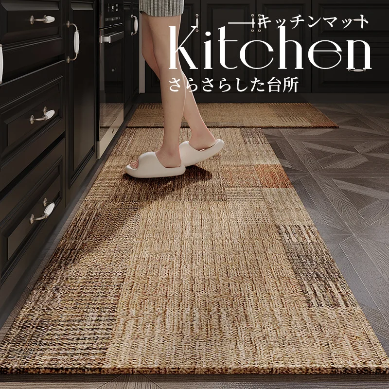 Japanese Kitchen Mat Long Rug Absorbs Water and Oil, Quick-drying, Non-slip Floor Mats, Anti-fall and Dirt-resistant Doormat