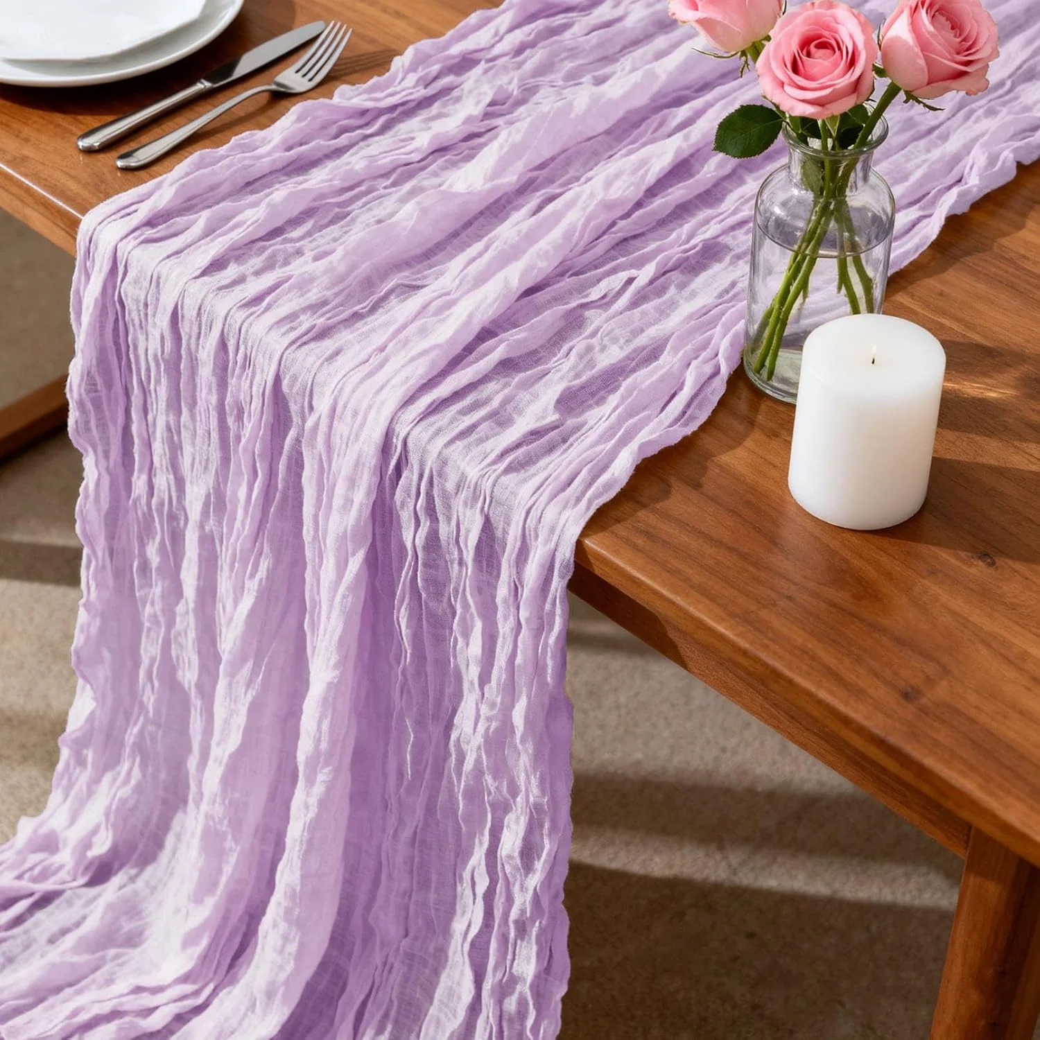 White Cheesecloth Table Runner Wedding Vintage Gauze Sheer Table Decor Dining Party Banquets Arch Overlay Draping Cake Decor