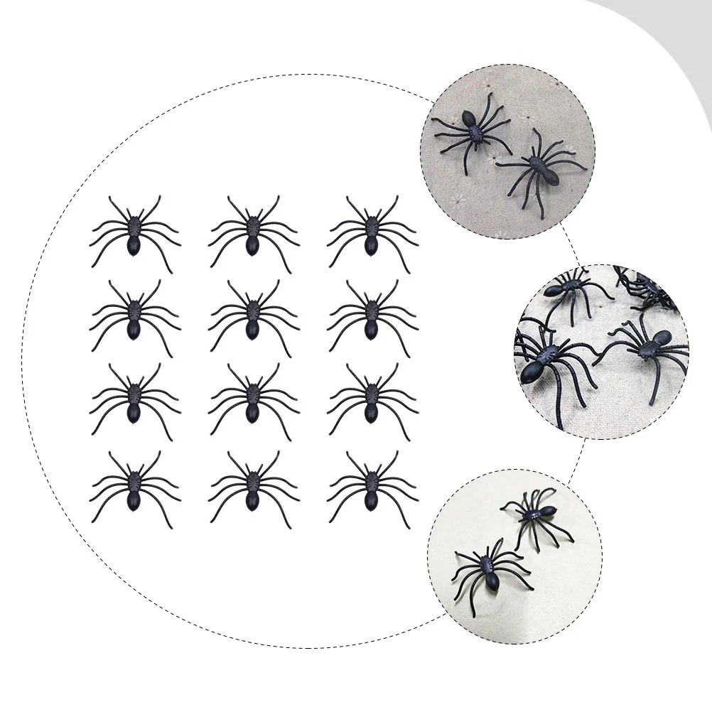 Arañas de plástico negro, decoraciones de Halloween, juguete de araña suave, broma, insectos aterradores, decoración de mesa de fiesta, Material seguro impermeable, Horror