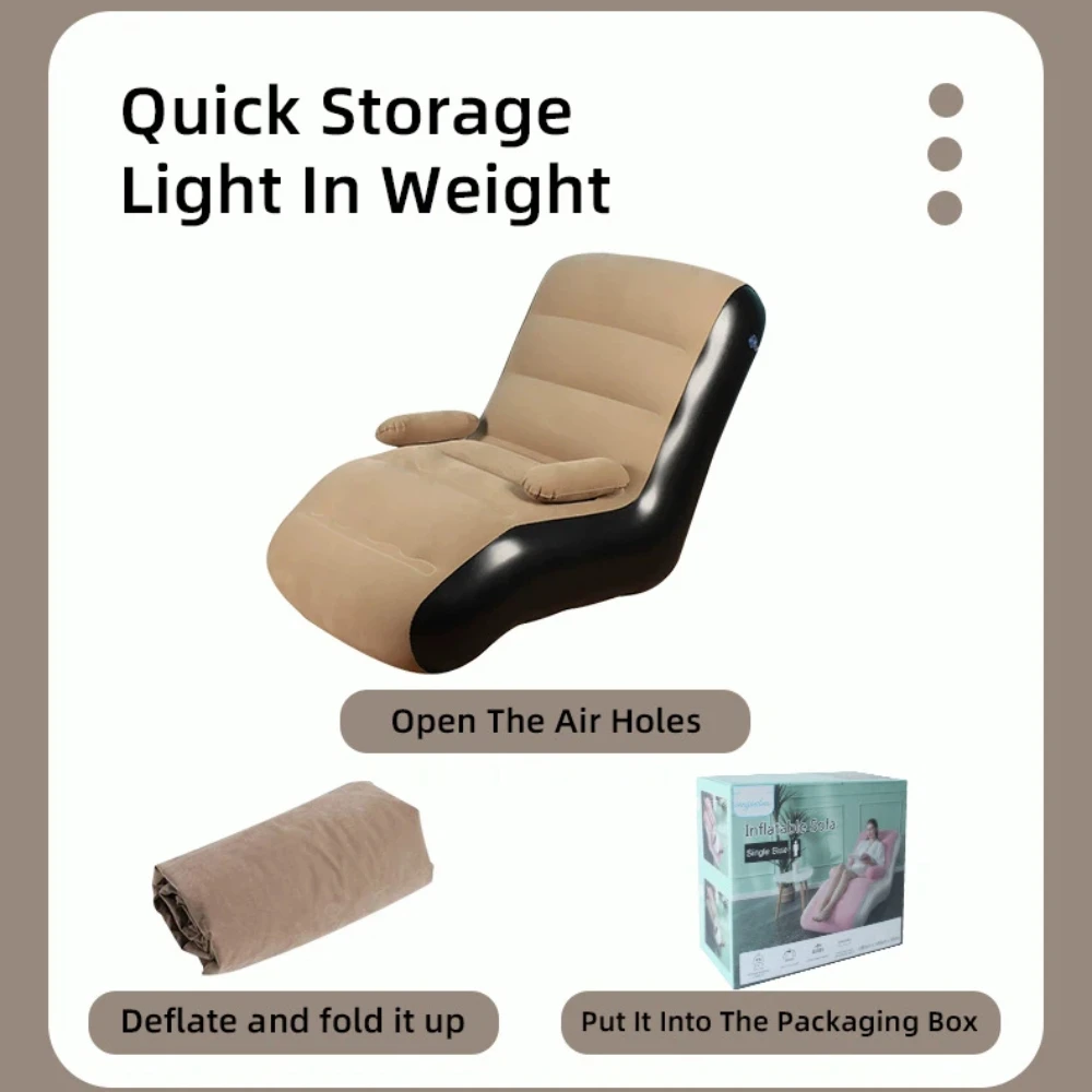 أريكة استرخاء قابلة للنفخ مع حقيبة تخزين لغرفة المعيشة وغرفة النوم، أريكة كسولة مدمجة قابلة للطي