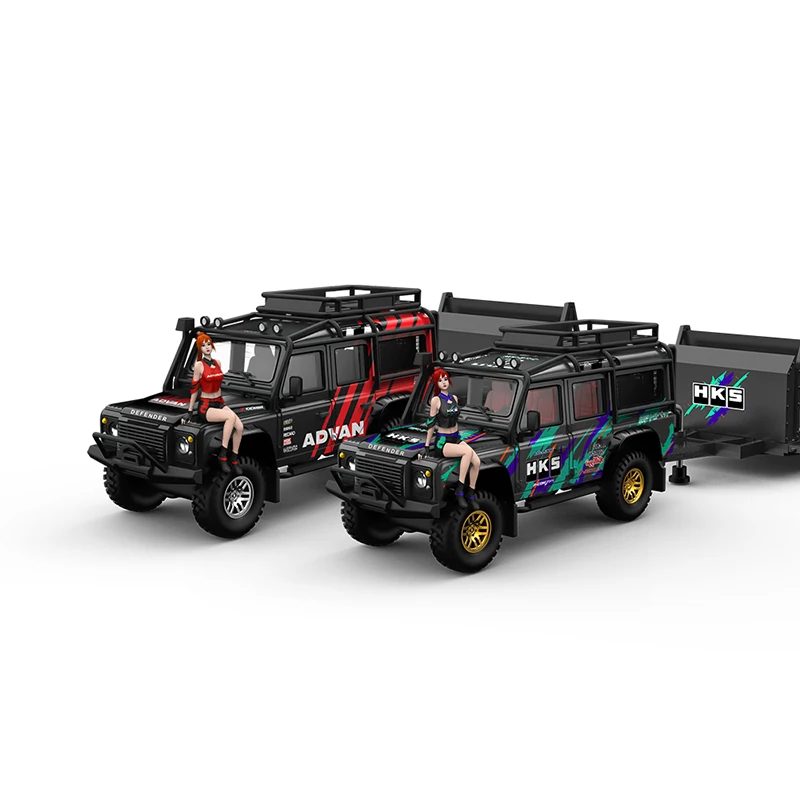 TIME MICRO 1:64 DEFENDER ADVAN and HKS Painting Simulation Alloy Car Models For Collection & Display