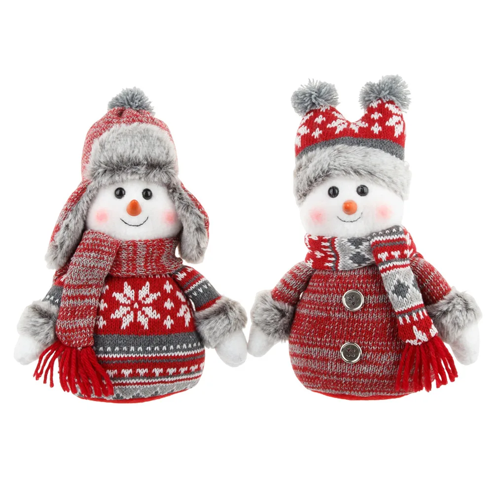2024 Christmas Creative Winter Knitted Hat Snowman Doll Holiday Party Decorations Gift Xmas Snowman Window Tabletop Decoration
