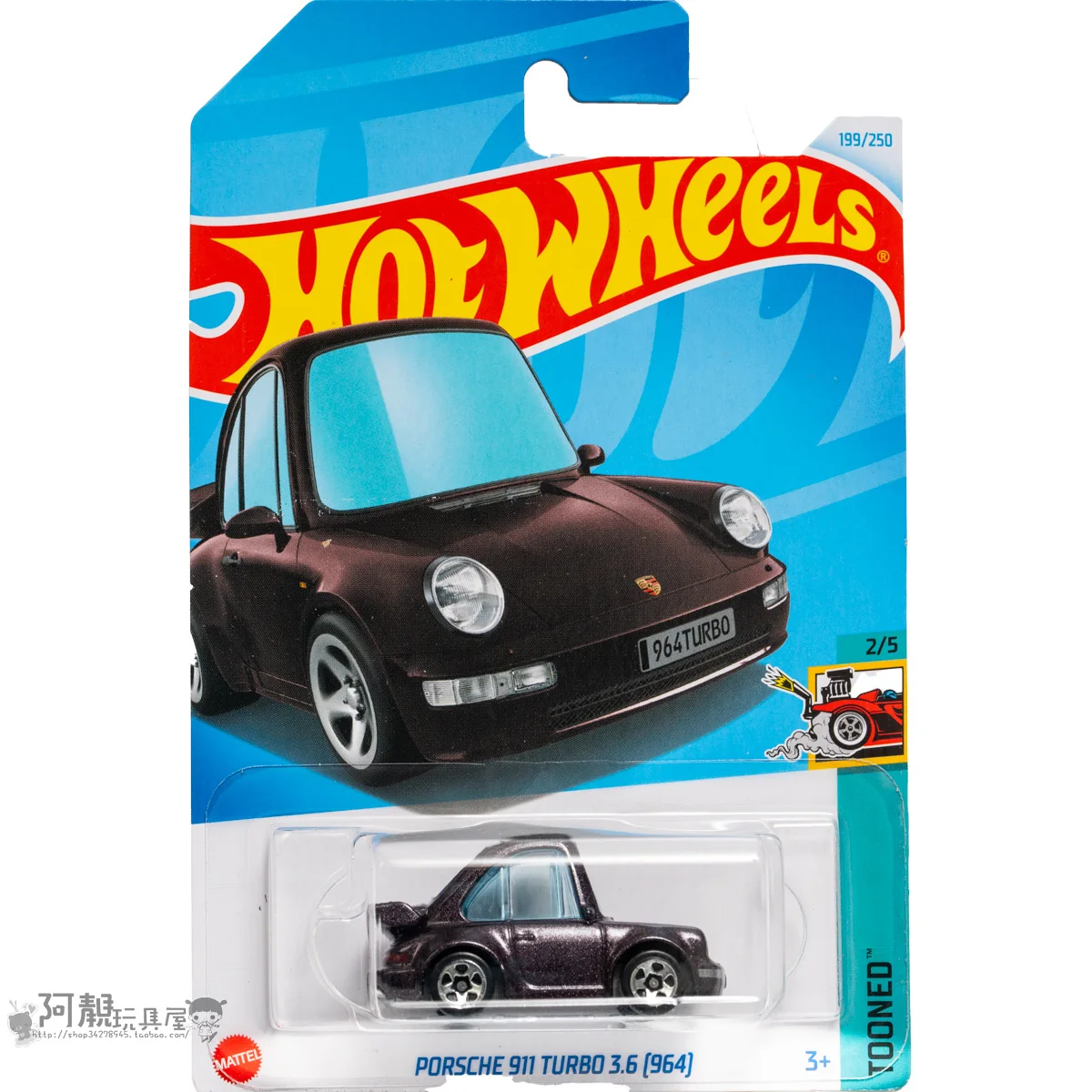 Mattel Hot Wheels Car Porsche 911 Turbo 3.6 Diecast 1/64 Toys Boys Tooned Vehicles Models Collection Birthday Gift