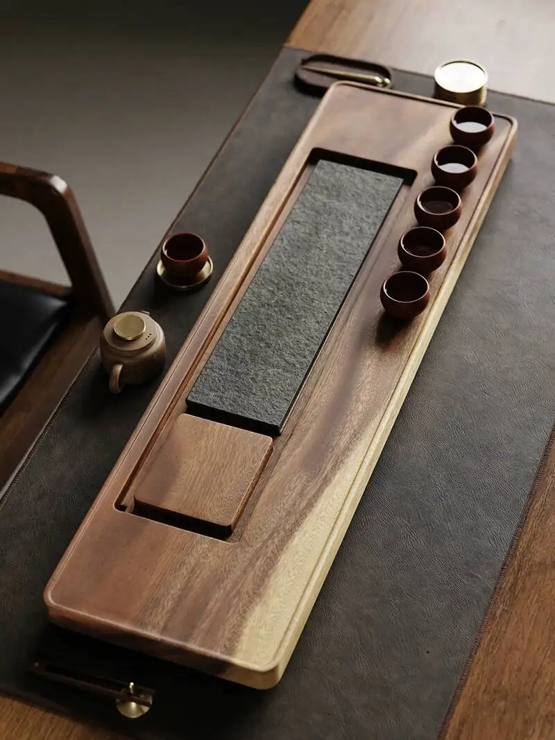 A Black Walnut Wood Tray For Home Use, Made Of Solid Wood, Japanese Style, Simple, Modern, Light Luxury, Small Tea Table With