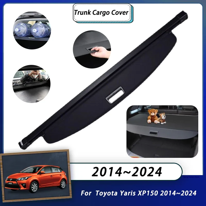 

Rear Cargo Cover For Toyota Yaris Vios NCP150 XP150 2014~2024 Trunk Luggage Curtain Organizer Retractable Accessories Storage