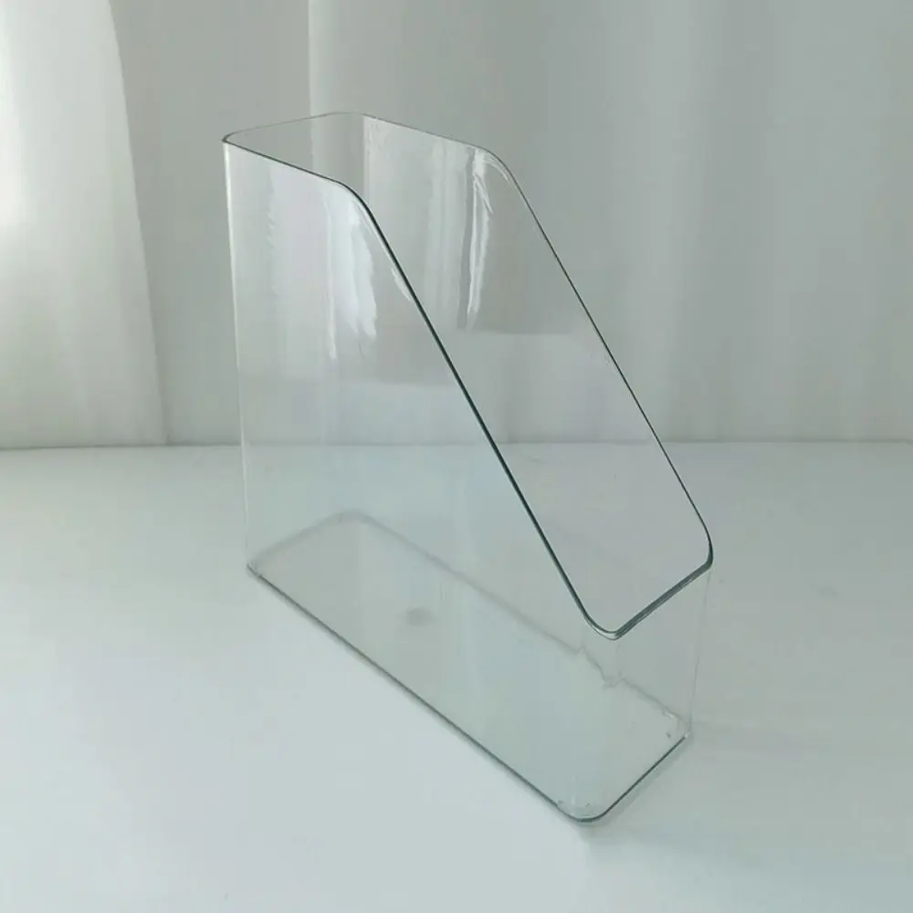 Desk Folder Holder Transparent PET Vertical File Folder Storage Bin Paper Tray Organizer Book Magazines Holder for Home Office