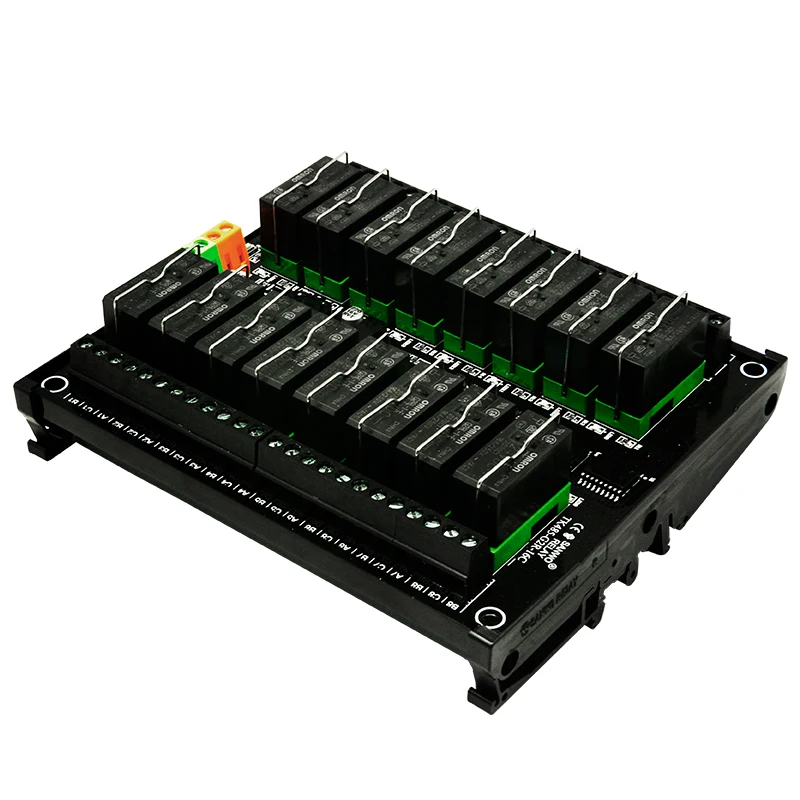 

16 channel output RS485 communication relay module PC control amplifier 16A 12V with guide rail supports Modbus Protocol