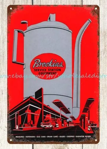 1975 Brookins Service Station Equipment metal tin sign collectible home decor