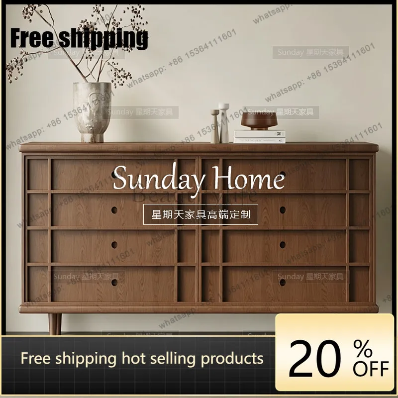 Factory Direct Nordic walnut color living room chest cabinet American simple TV cabinet