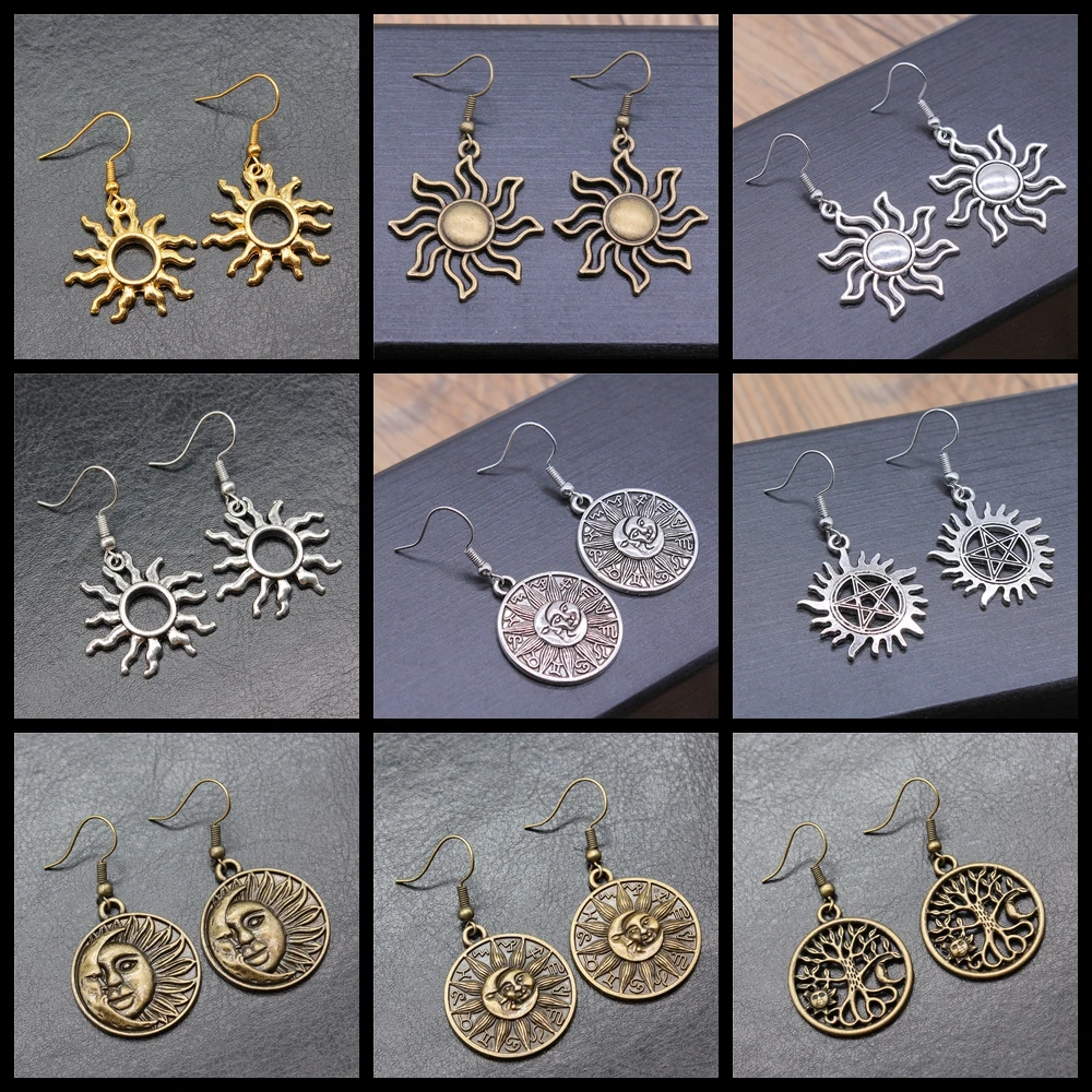 Handmade Witch Jewelry Earring Mystical Sun Dangle Earrings For Women Girl