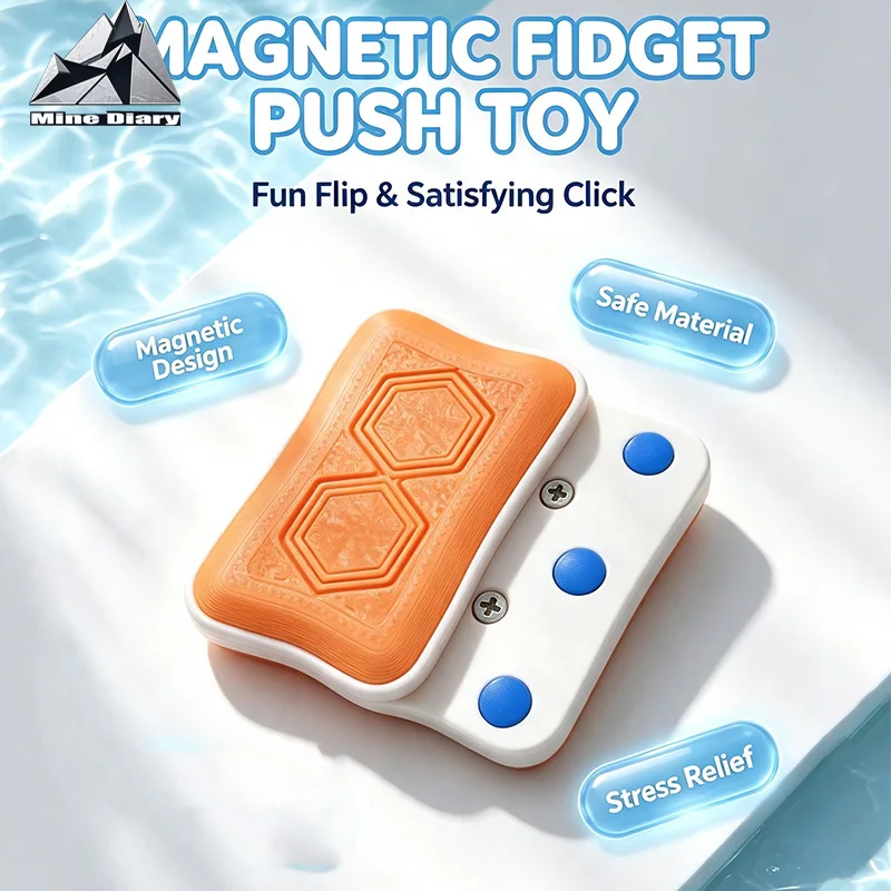 F°Studio Stylish Unlimited Push Slider Fidget Toys Magnetic Metal Push Fidget Slider ADHD Toy Adult Stress Reduction Spinner