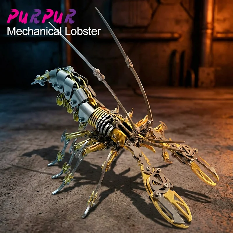 

DIY mechanical assembly 3D metal lobster stainless steel puzzle decompression model kit personalized gift toy