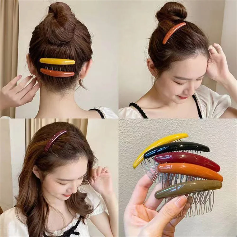 Solid Color Women Banana Comb Clip Women Lazy Hair Comb Vintage Korean Hair Accessories New Arrival Comb Clip Hair Accessories