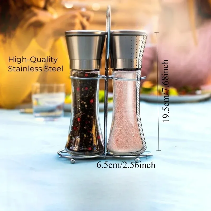

Stainless steel pepper grinder, manual glass grinding bottle, freshly ground Sichuan pepper powder seasoning bottle