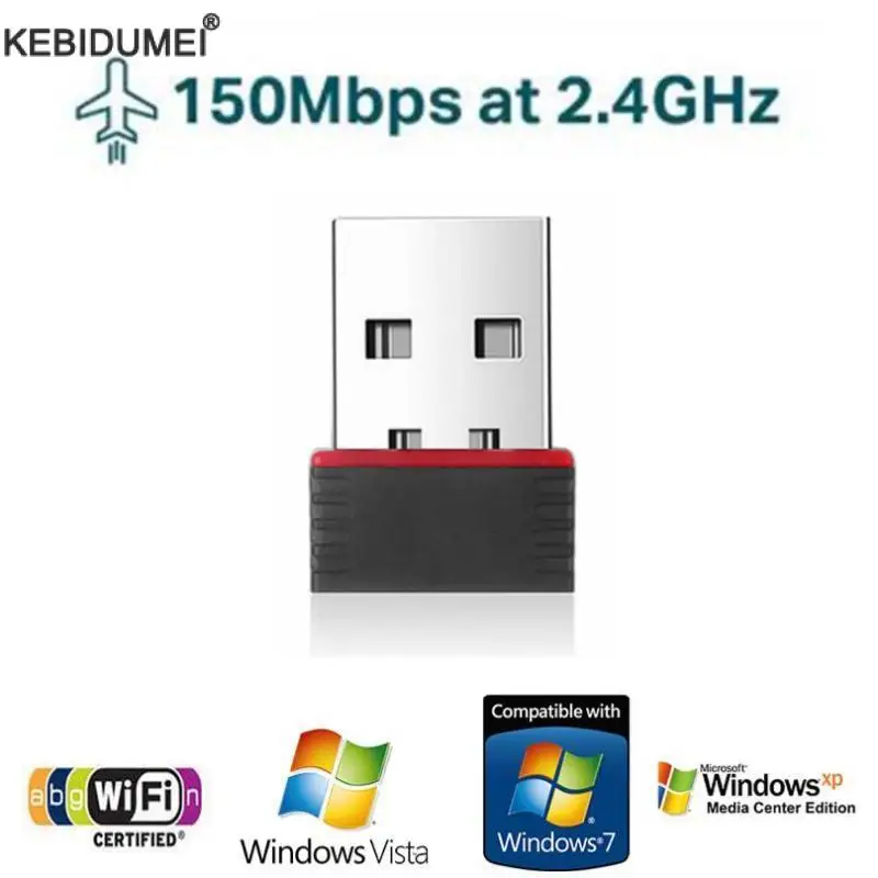 Беспроводной сетевой адаптер Wi-Fi Mini USB 2,4 ГГц 150 м WLAN IEEE802.11n USB2.0 Wifi ресивер для планшетного ПК