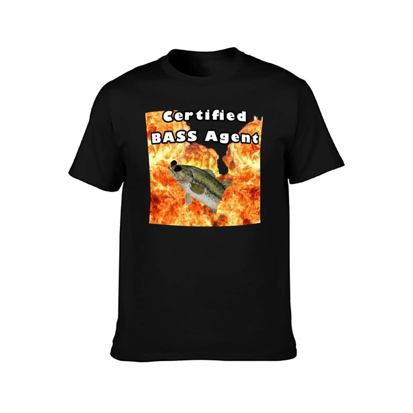 Certified BASS Agent T-Shirt, Summer Casual Cotton Tee, Oversized Streetwear Tops, Vintage Graphic Print, Loose Fit Short Sleeve