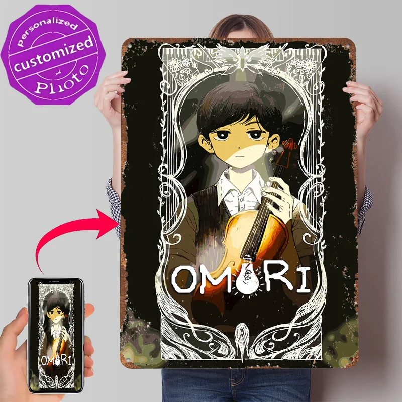 Omori With Violin Tin Poster Customized Wall Art Retro Vintage Metal Signs for Fans Room Custom Plate Home Decoration Luxury