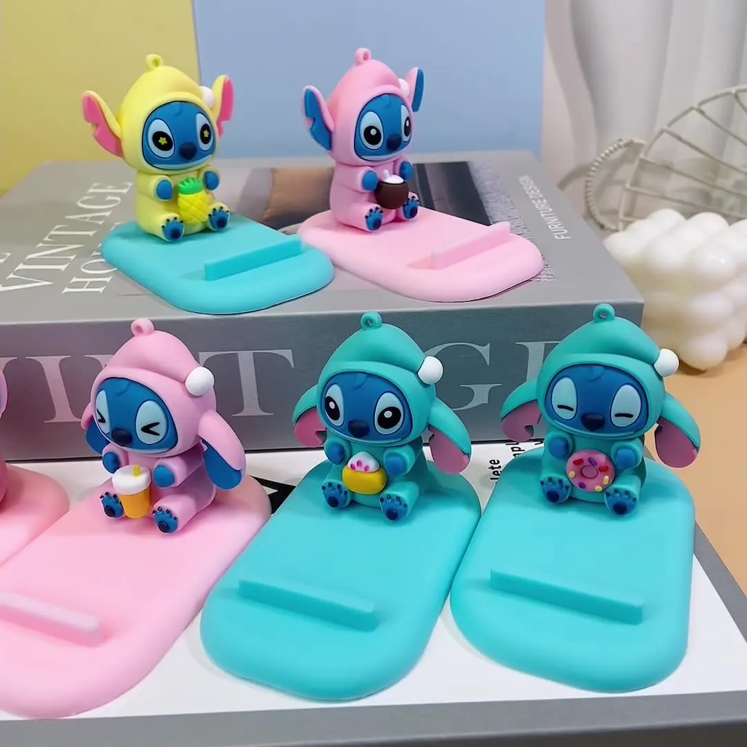 

Disney Anime Stitch Mobile Phone Holder Base Kawaii Cartoon Stitch Model Cell Phone Holder Accessories Desktop Decorative Gifts