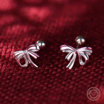 Pendientes de plata de ley 925 con lazo para mujer, aretes de Metal, Piercing de hueso de oreja, regalo de joyería, tendencia 2023