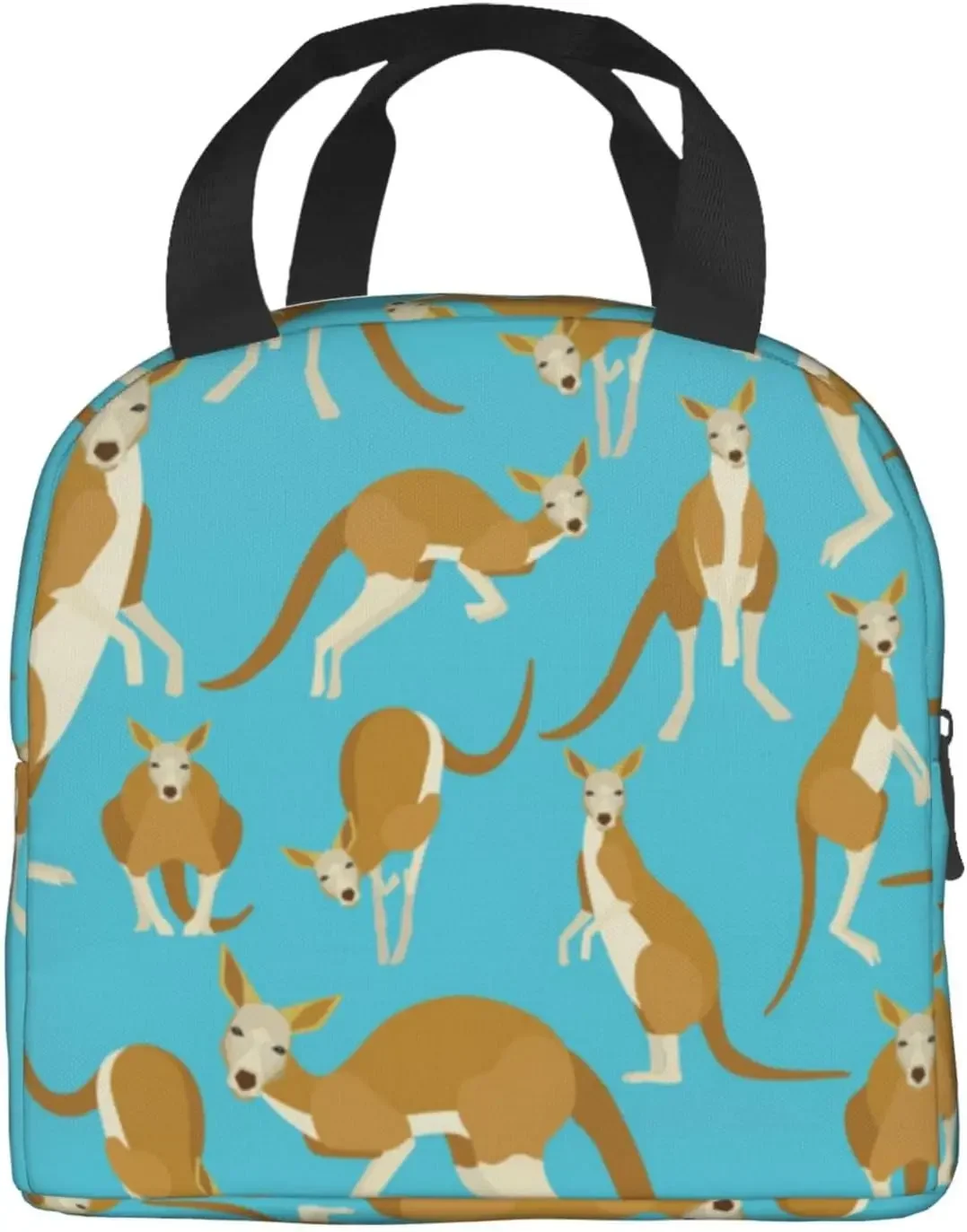 Funny Cartoon Kangaroo Print Insulation Thermal Lunch Bag Reusable Cooler Lunch Bag for women tote with lunch bag