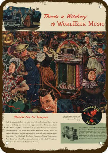 1n,1947 Albert Dorne Art WURLITZER JUKEBOX Vintg-Look DECORATIVE REPLICA METAL SIGN