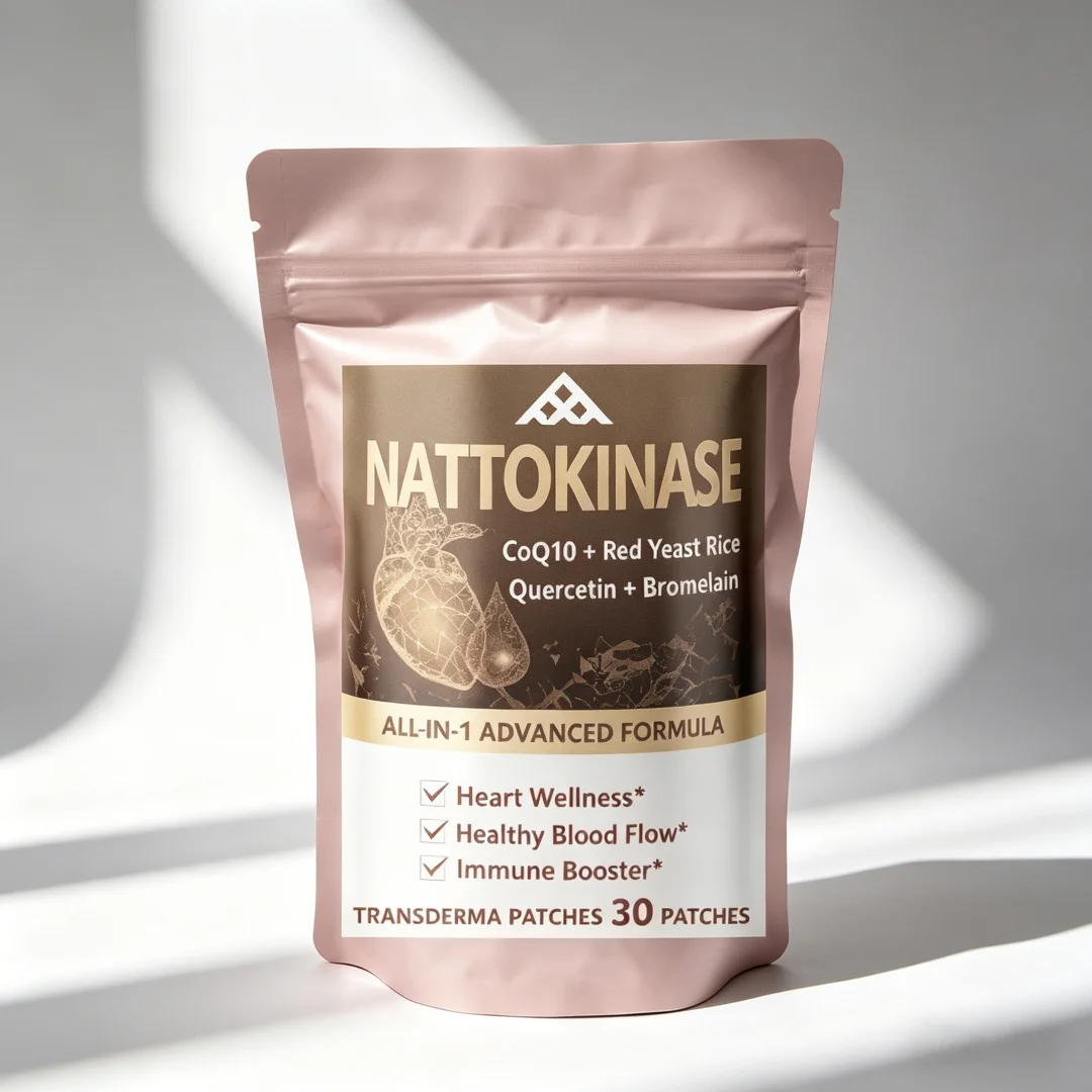30 Patches Nattokinase Transdermal Patches with CoQ10 Red Yeast Rice Quercetin Bromelain - Immune Booster