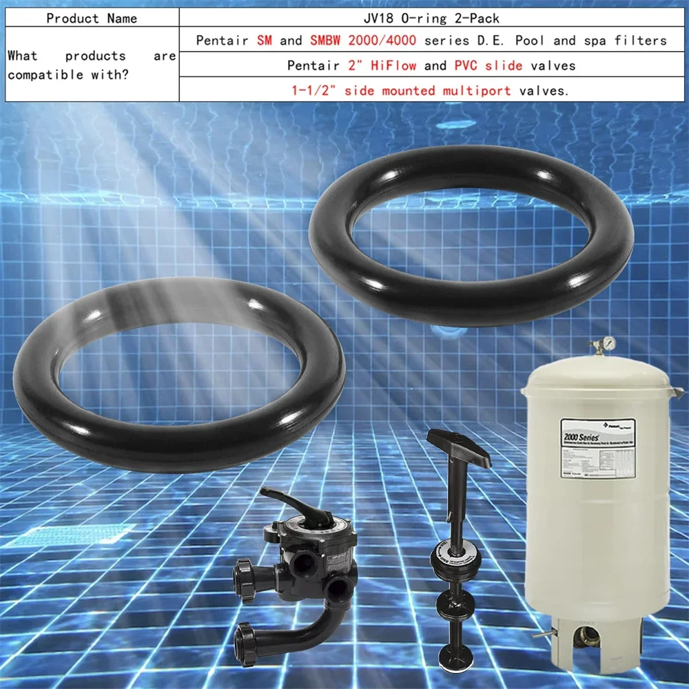 2-Piece Black, Rubber JV18 O-Ring Compatible with SM and SMBW 2000/4000 Series D.E Filters, 2