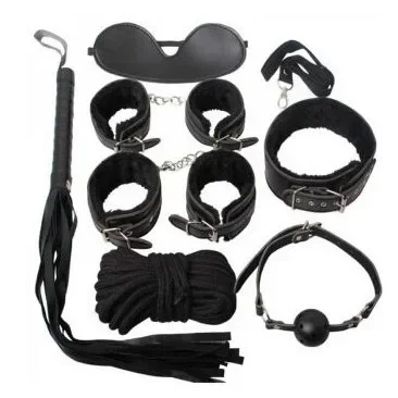 

Sexy Leather Plush 7-Piece Binding Set Bed Straps for Couples Adjustable BDSM Straps Kit Kinky Bed Bondage Kit