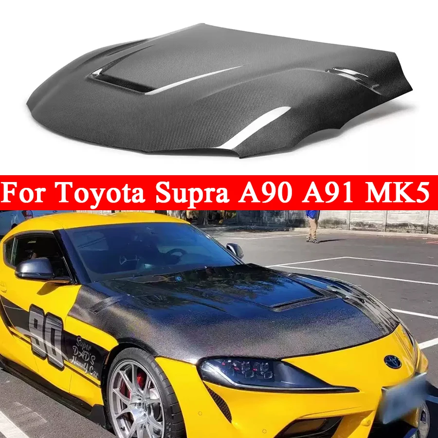 

Для Toyota Supra A90 A91 MK5 капот из углеродного волокна, крышка двигателя, капот, подголовник автомобиля, крышка капота 2019-2023, обновленный комплект кузова