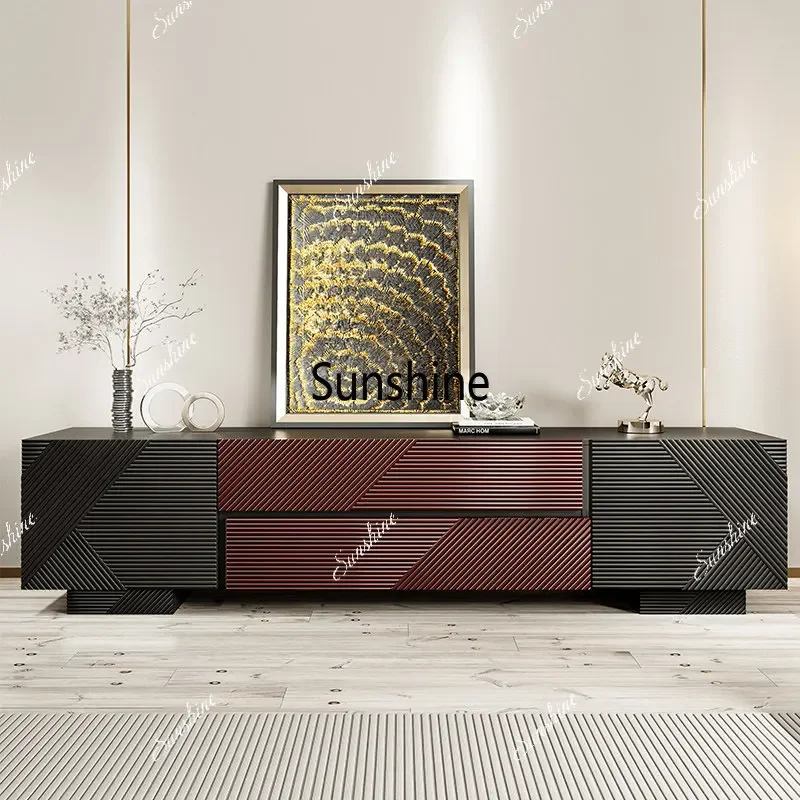 

Italian light luxury solid wood TV cabinet modern simple stretchable living room floor cabinet