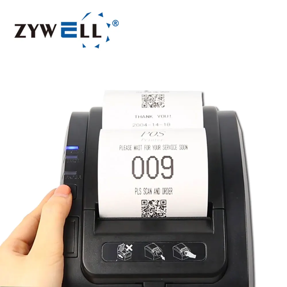 Zywell manufacturer receipt printer hotsale ZY307 inkless thermal printer 80mm pos bill printer