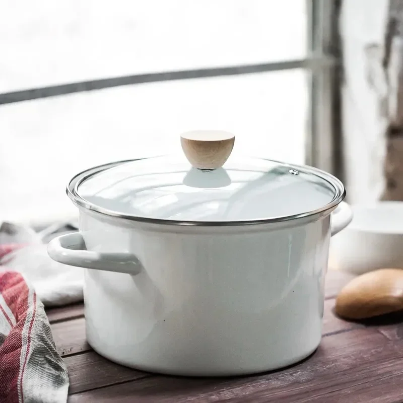 Korean Enamel Pot Thick 24cm Enamel Soup Pot 2L3L4L Saucepan Saucepan Hot  Decocting Pots for Cooking Cooking  Set