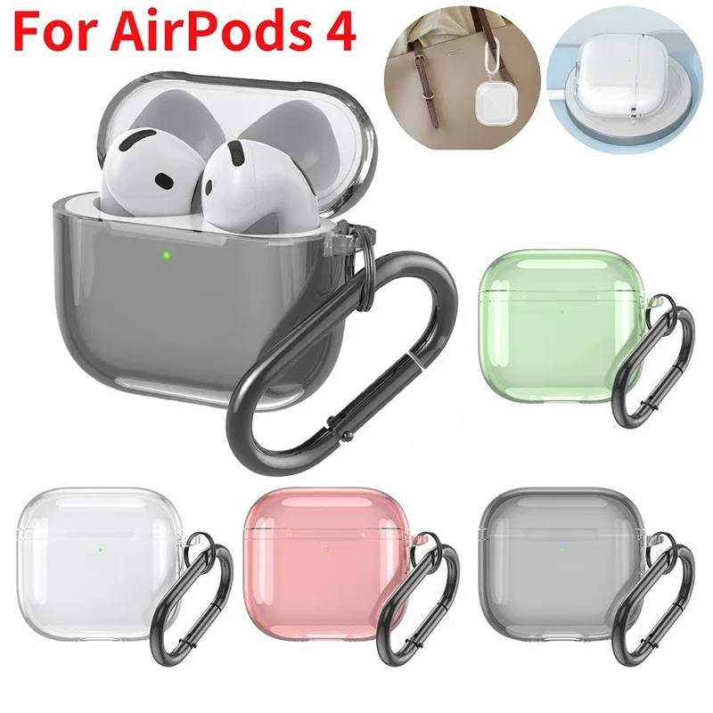 Transparente Schutzhülle für AirPods 4, TPU-Kopfhörerhülle, stoßfeste Hülle für kabellose Kopfhörer mit Schlüsselanhänger für Apple Airpods 4