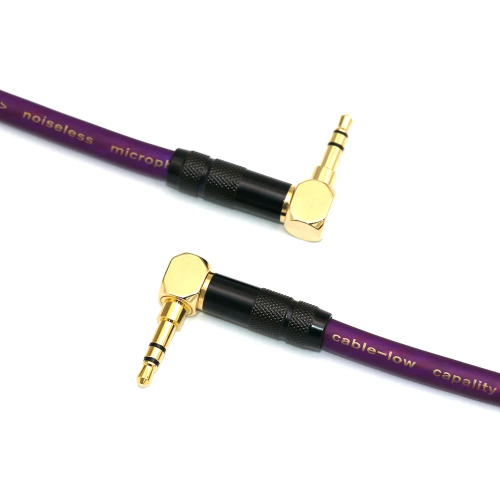 HiFi AUX Cable 3.5mm Audio Speaker Cable 90 Degree TRS to 90 Degree TRS Jack for Guitar Gold-Plated Auxiliary Car Earphone Cable