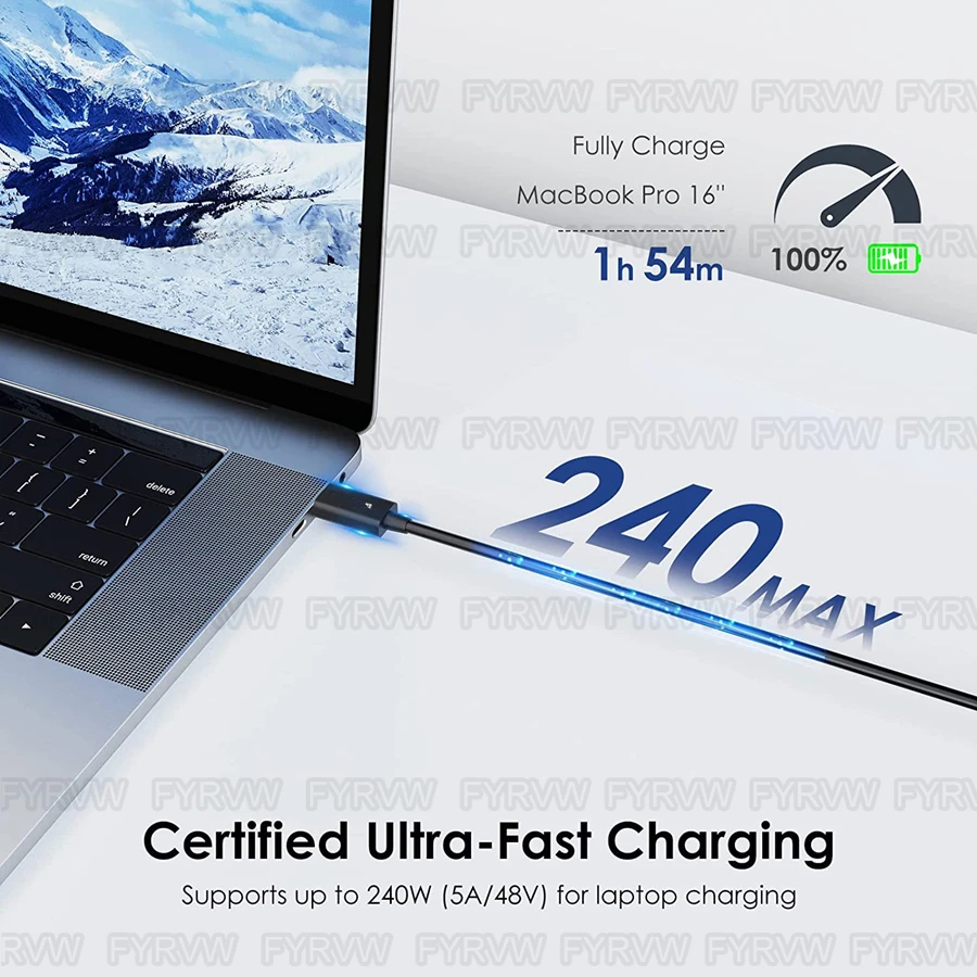 Thunderbolt 4 Cable USB C 40Gbps Thunderbolt4 Cable 8K@60Hz Video PD100W Quick Charger for MacBook Pro Samsung M1 Laptop Cable