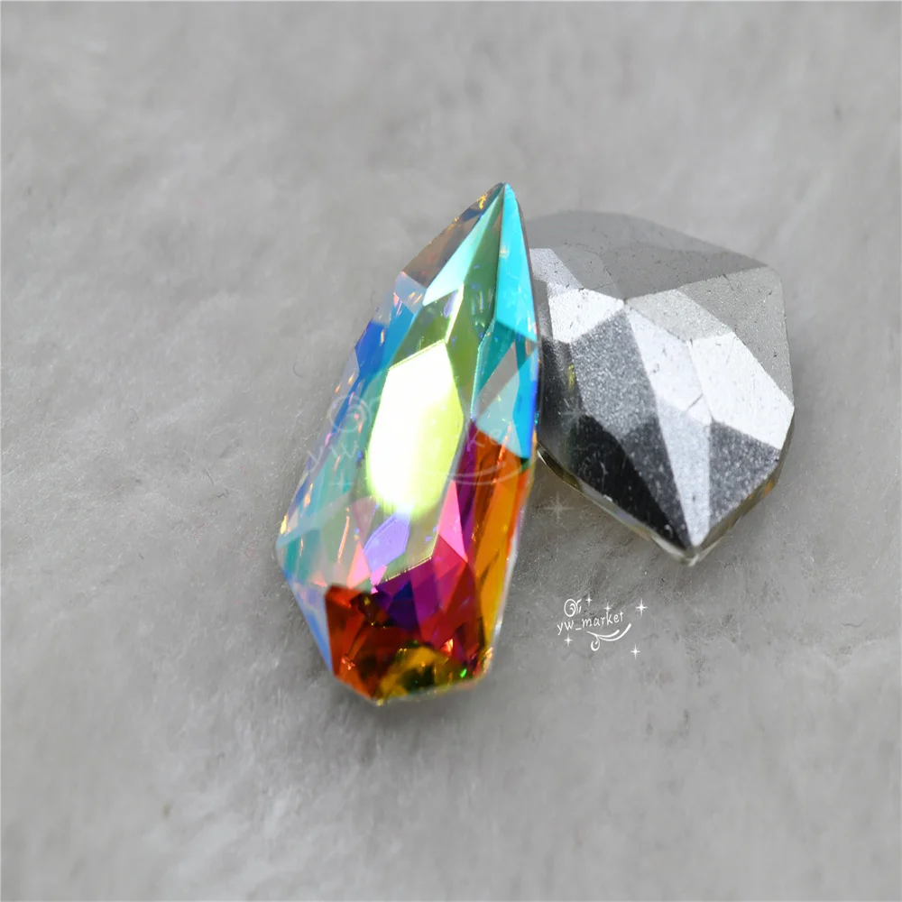 72pcs wholesale glass beads Shield shape rhinestones faceted gem stones glass crystals for crafts clear AB 15mmx24mm