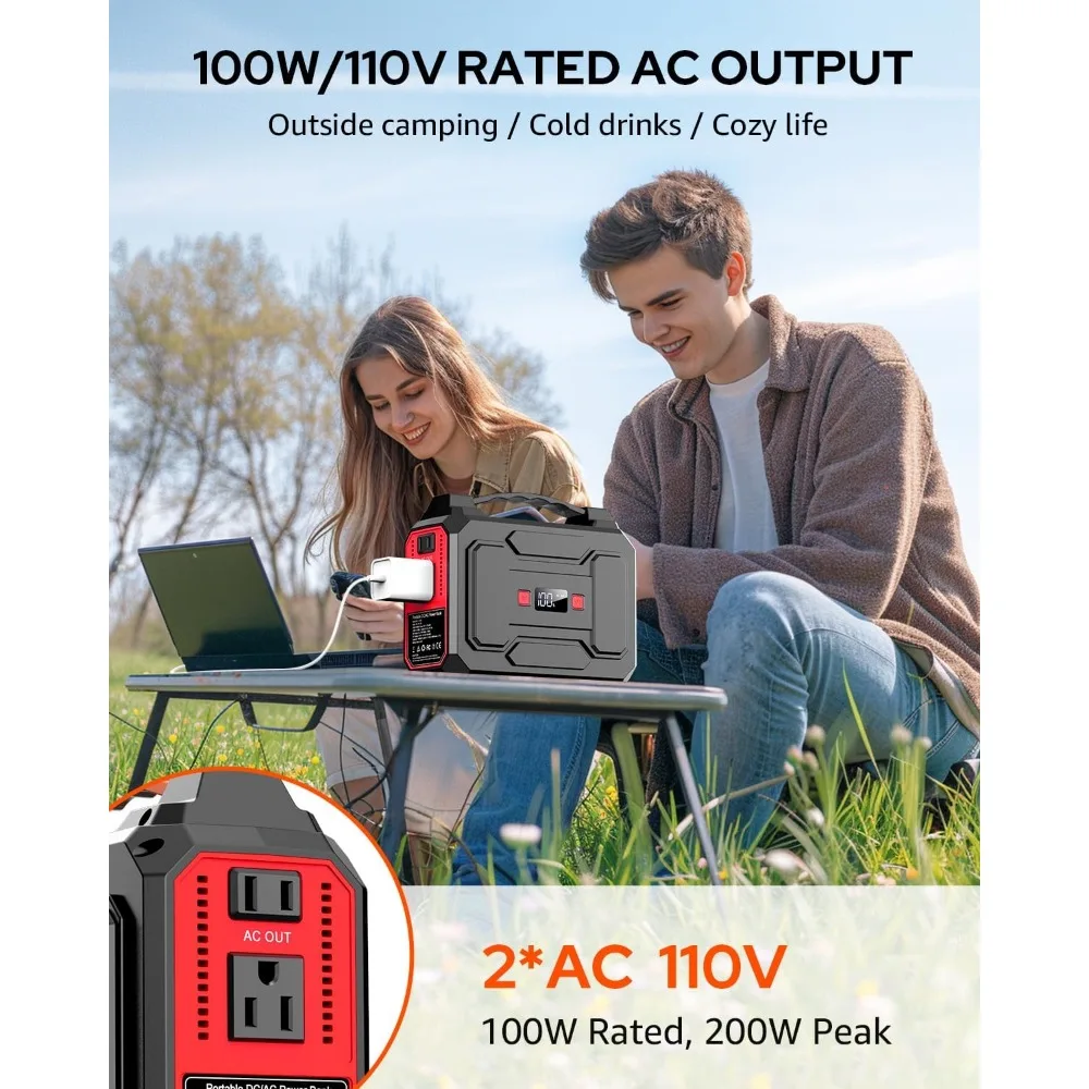 بنك طاقة شمسية محمول بقدرة 200 وات مع مخرج 100 وات، ومخرج تيار متردد 110 فولت، وسعة 39600 مللي أمبير في الساعة، ومنفذ USB 3.0 للشحن السريع