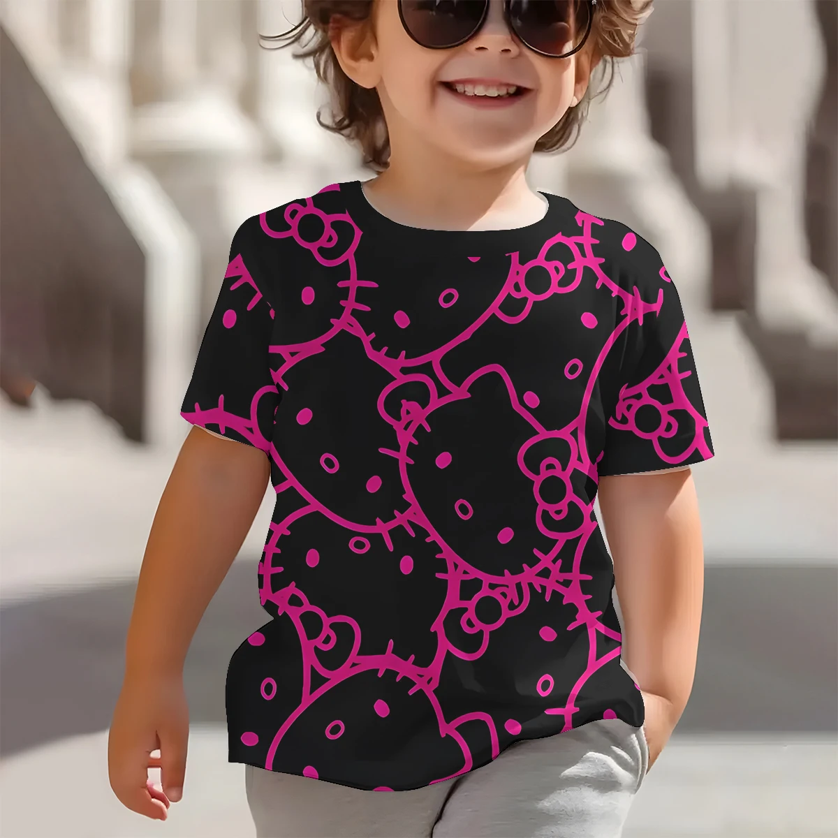 3D Print Cartoon Hellos Kittys Baby Clothing 5 to 14 Years Male Outdoor Clothes for Children Boy Girl Child T-Shirt Top Shirts