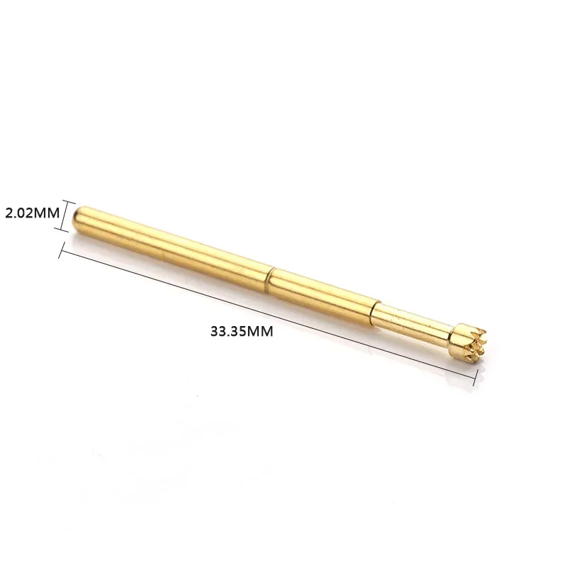 100Pcs Metal Brass Needle Plated Spring Compression Test Probe PA125-H2 Tool Instrument Diameter 2.02 mm Length 33.35mm