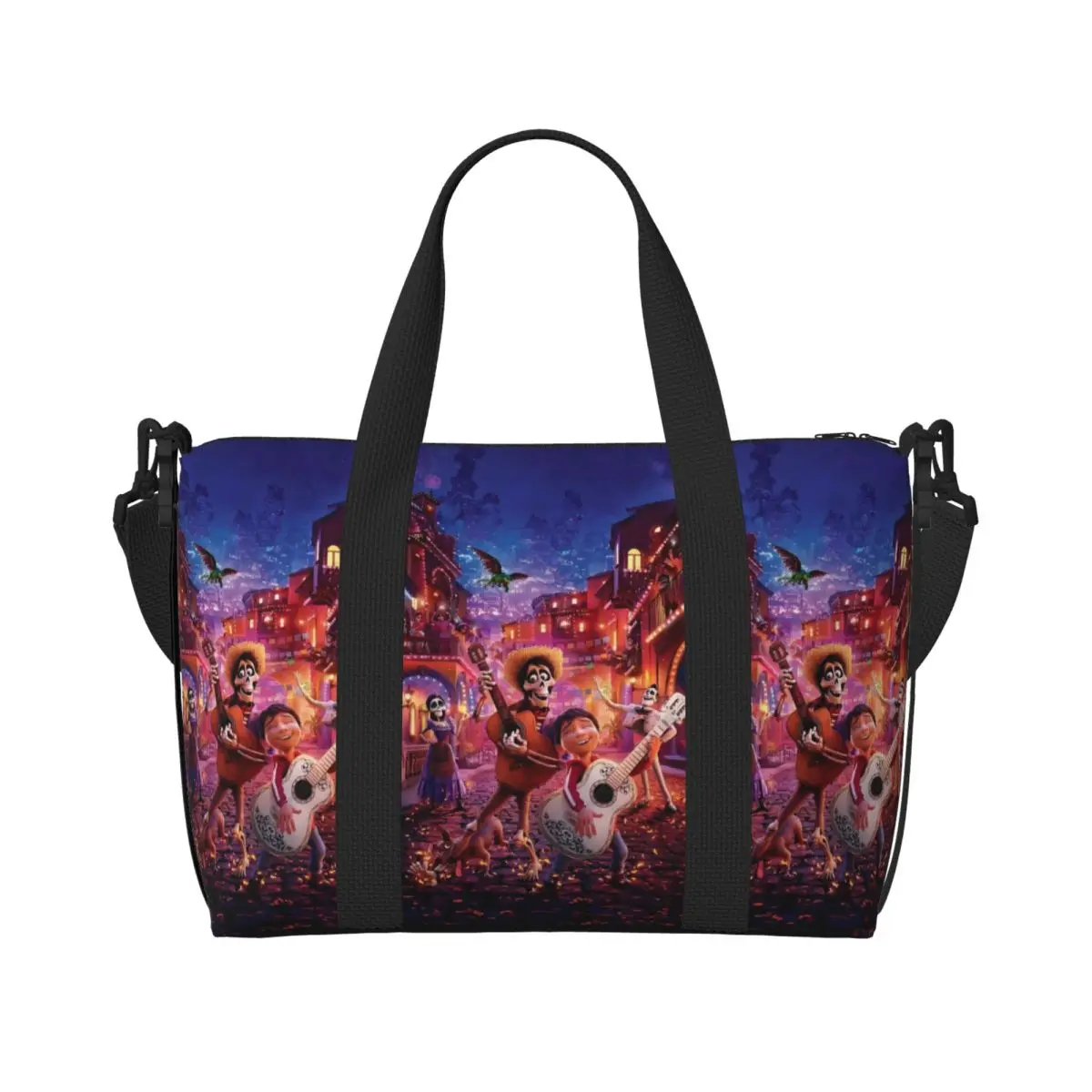 

Custom Coco Beach Tote Bag Women Comedy Animation Large Compartment Beach Gym Travel Bags