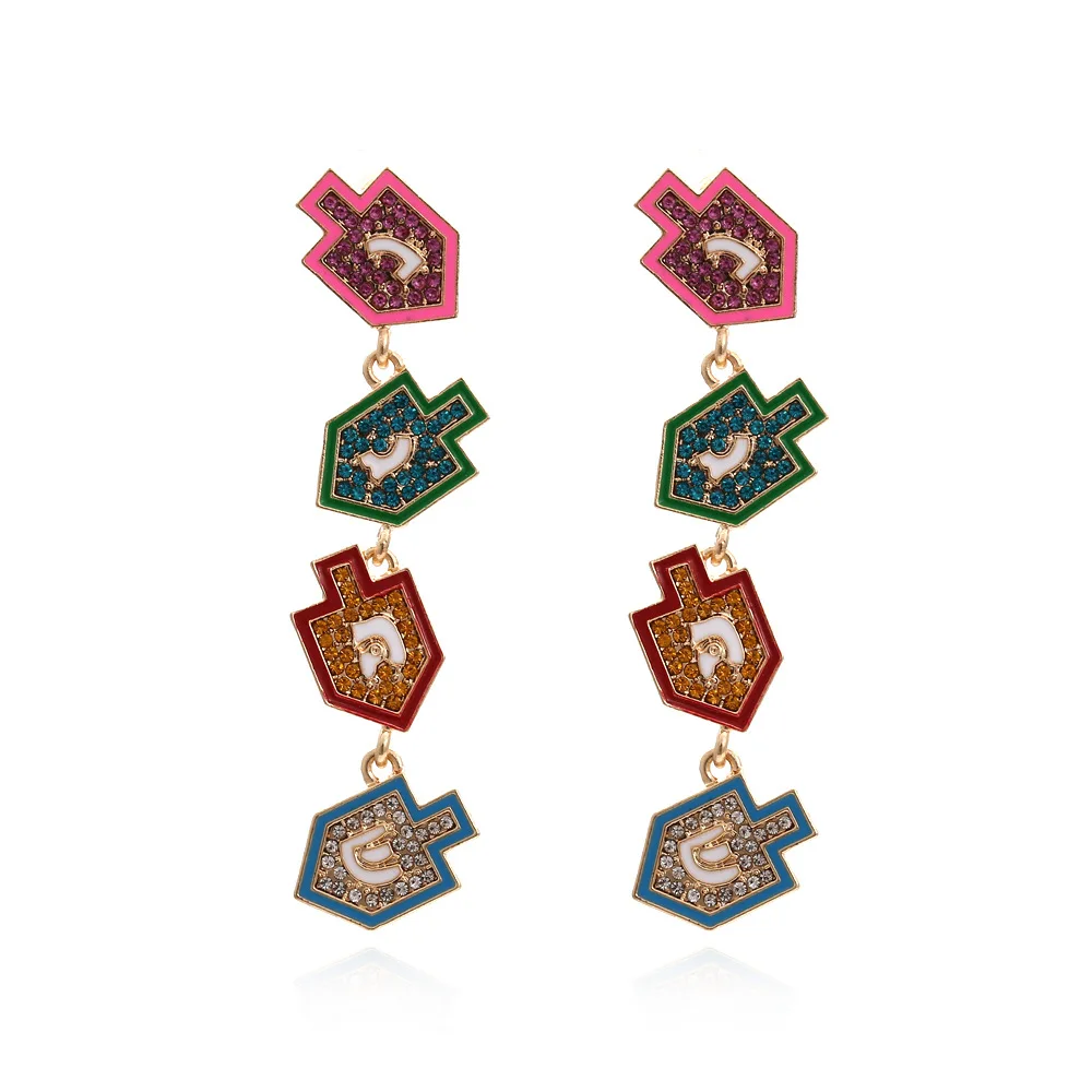 Creative long arrow diamond earrings, women's exaggerated oil drip letter earrings, retro big-name earrings wholesale