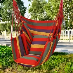 Canvas Outdoor Hammock Cadeira com Travesseiro e Almofada, Leisure Swing, Perfeito para Casa, Quarto, Quintal, Camping