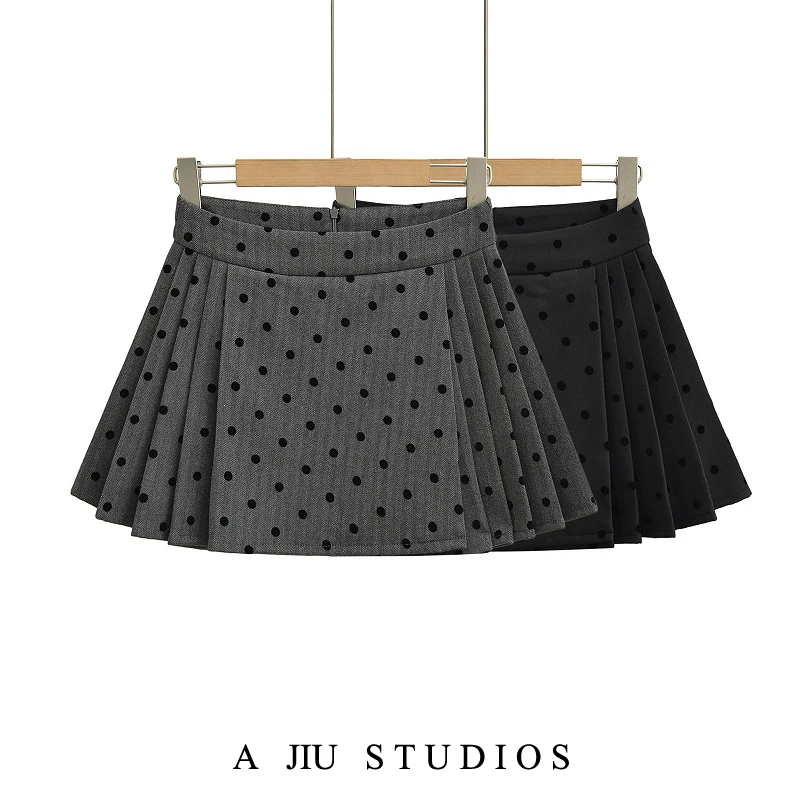 

Весна-лето 2024, плиссированная юбка с высокой талией, женская милая пряная юбка в горошек, юбка длиной до пола